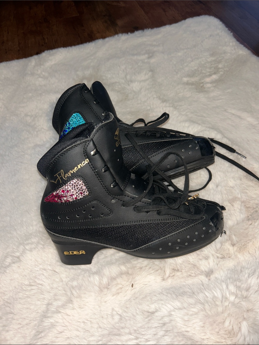Flamenco Black Women's Roller Dance Skates with Plates and wheels included